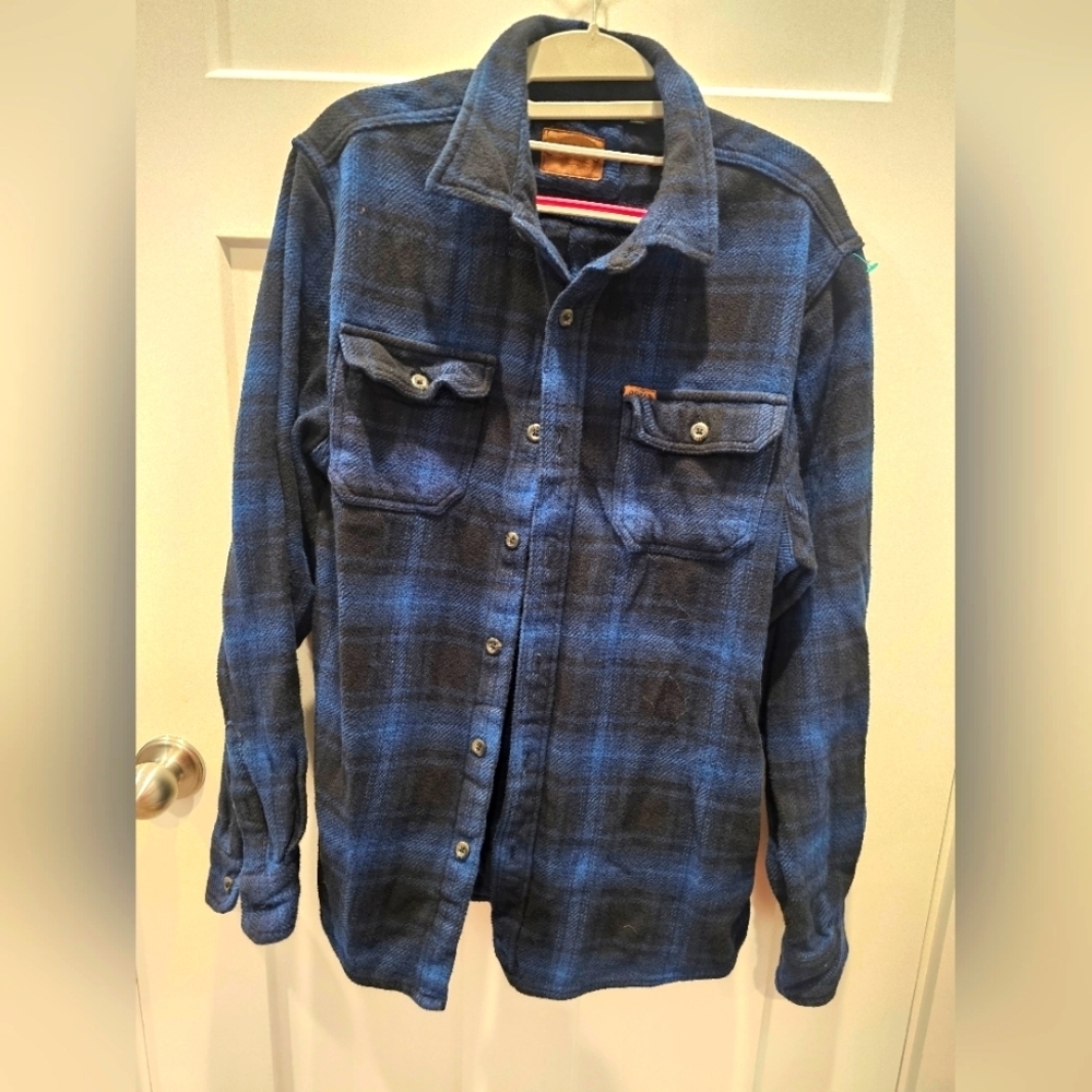 Orvis Men’s Blue Black Plaid Flannel Shirt Size M Long Sleeve Button Front
